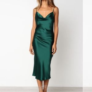 Persia emerald green satin dress